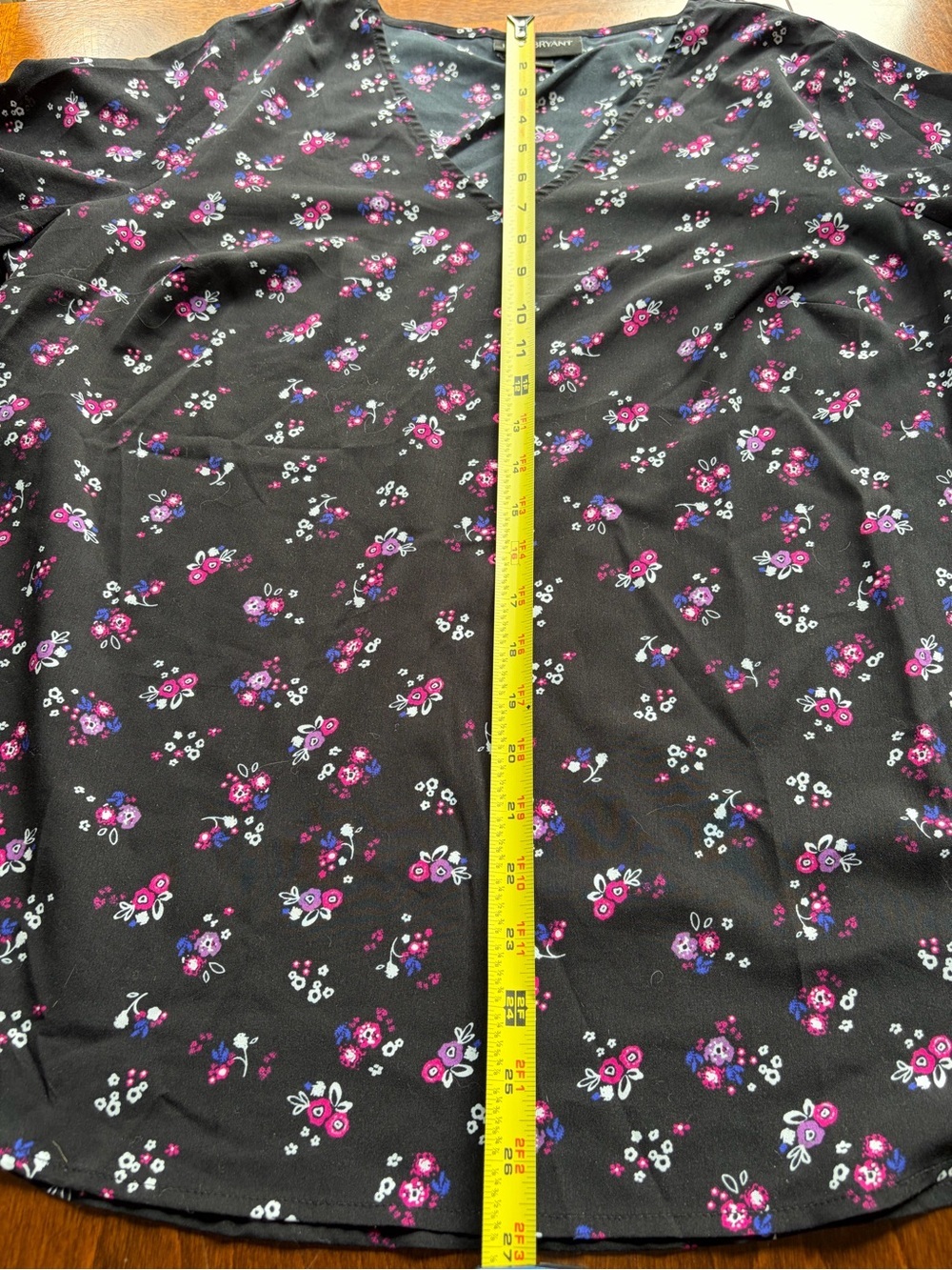 Lane Bryant | Black Floral V-Neck Long-Sleeve Blouse - Picture 7 of 8